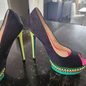 Brand new unique beaded stilettos.  Suede and beads. Beautiful shoes.